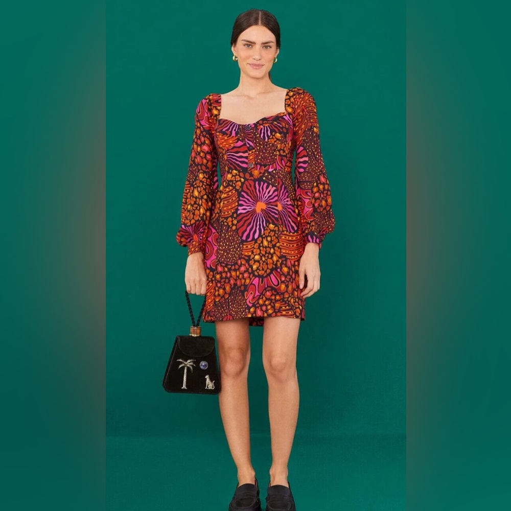 Farm Rio Leopard Hearts Mini Dress